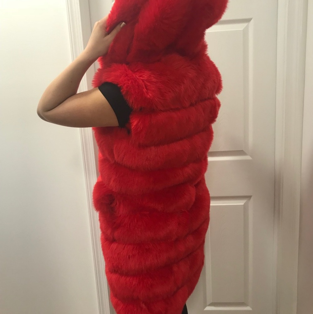 Fur hooded vest